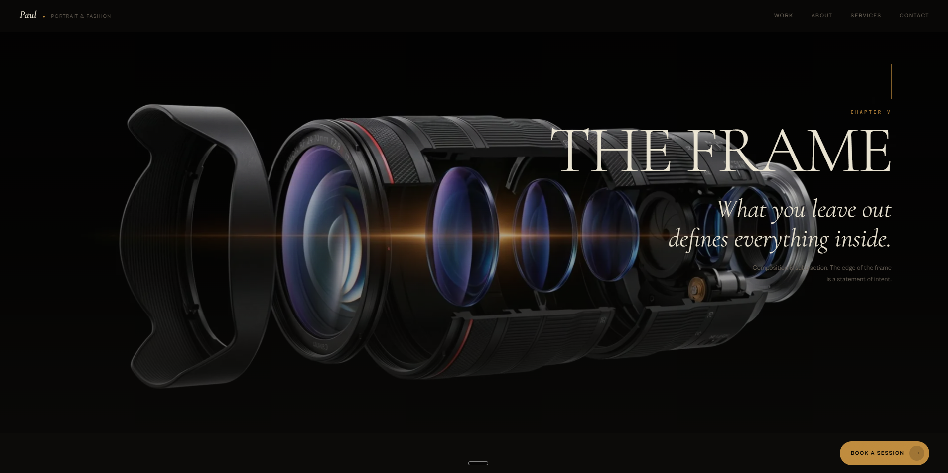 Paul Photographer site — exploded camera architecture view