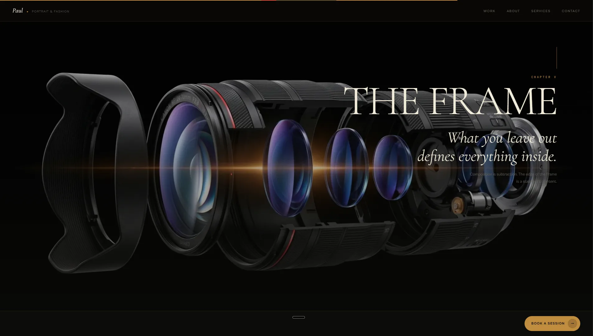 Paul Photographer site — exploded camera architecture view